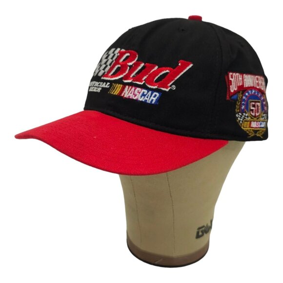 NASCAR 50th Anniversary Bud Official Beer Snapback Cap Trucker Baseball Hat - Picture 2 of 15